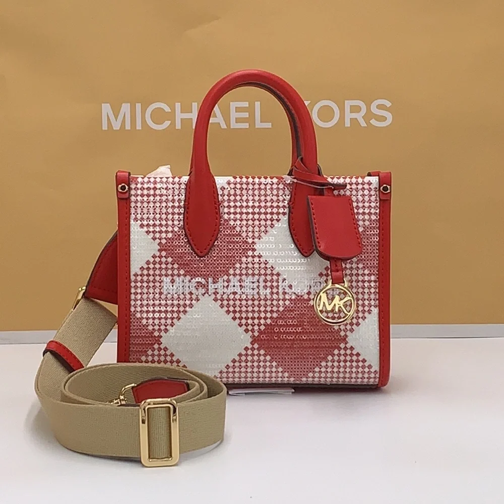 Michael Kors Mirella Extra-Small Logo Crossbody XBODY Shopper Bag Bright Red NWT